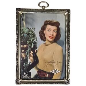 Vtg Metalcraft 5x7 Silver Ornate Filigree Picture Frame Loretta Young 1940s-50s